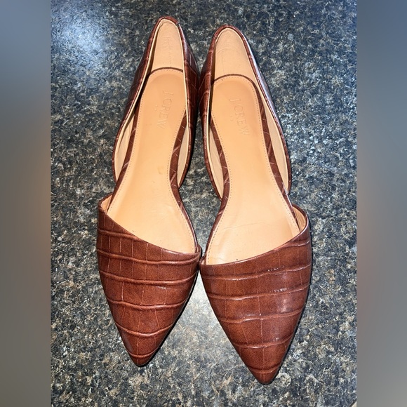 J Crew Zoe Crocodile Embossed D’Orsay Flat - Picture 3 of 4